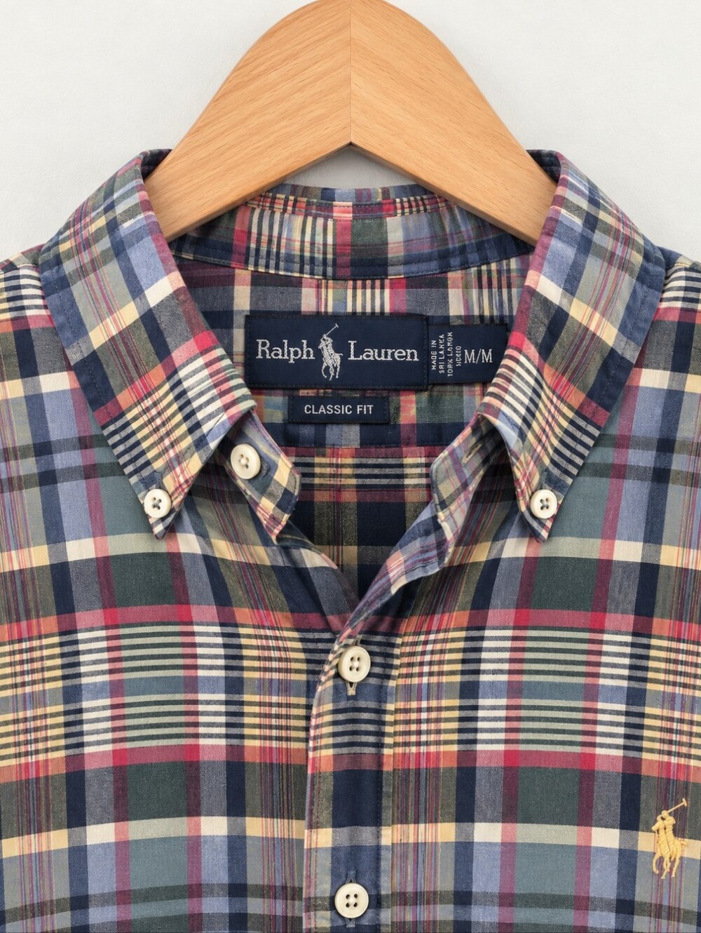 Vintage 90s Mens Ralph Lauren Multicolor Plaid Button-Down Shirt - Size Medium
